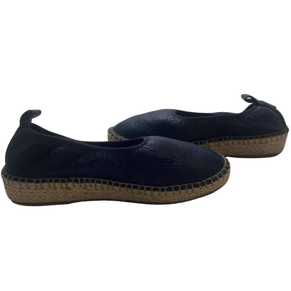 Cole Haan Pinch Weekender Navy Pebbled Leather Espadrille Flats W14365 Womens 7B